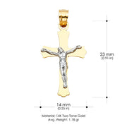 14K Gold Jesus Crucifix Cross Religious Charm Pendant with 0.8mm Box Chain Necklace