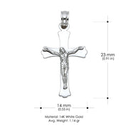 14K Gold Crucifix Cross Pendant with 1.5mm Rope Chain