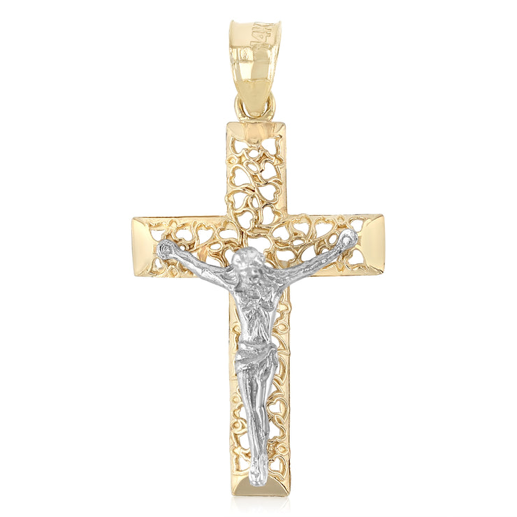 14K Gold Crucifix Cross Pendant with 1.8mm Singapore Chain