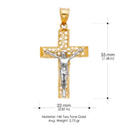 14K Gold Jesus Crucifix Cross Religious Pendant