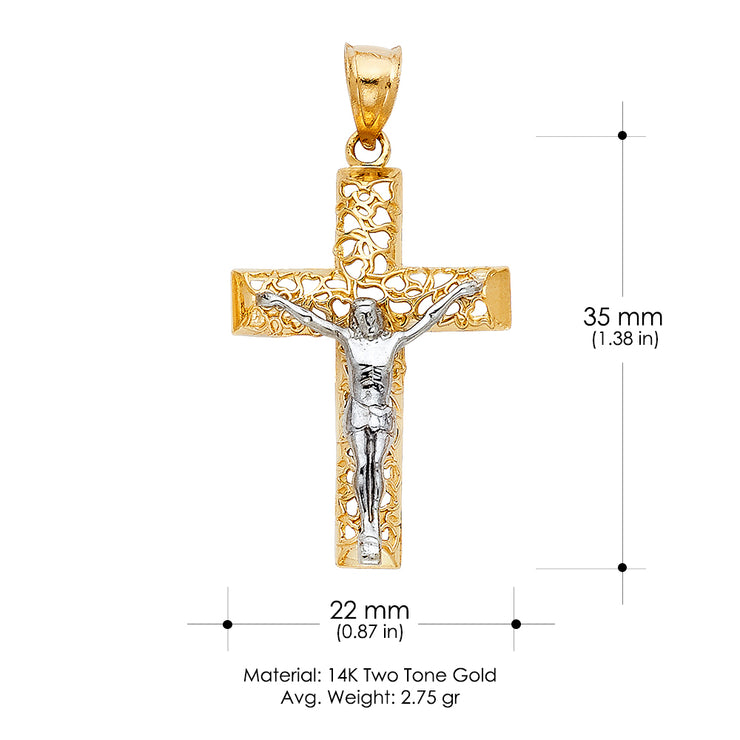 14K Gold Jesus Crucifix Cross Religious Pendant