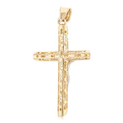 14K Gold Crucifix Cross Pendant with 1.8mm Singapore Chain