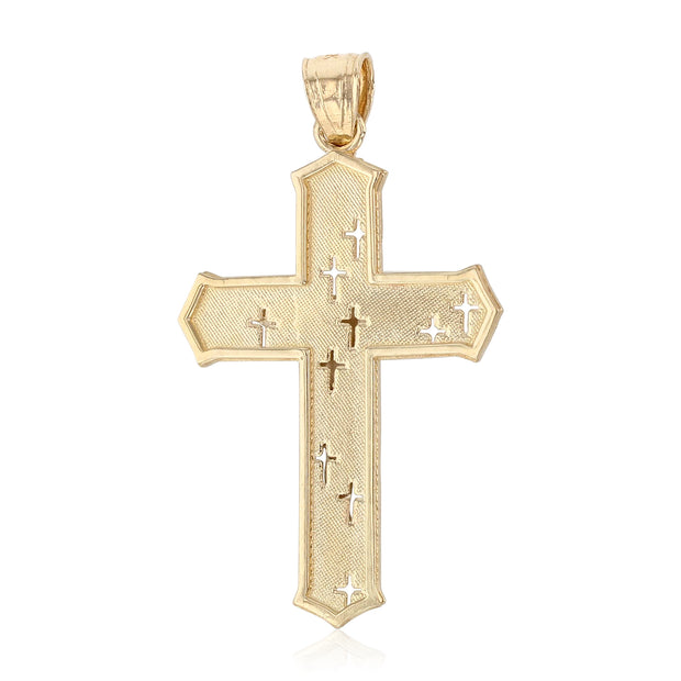 14K Gold Jesus Crucifix Cross Charm Pendant with 1.1mm Wheat Chain Necklace