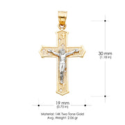 14K Gold Jesus Crucifix Cross Religious Pendant