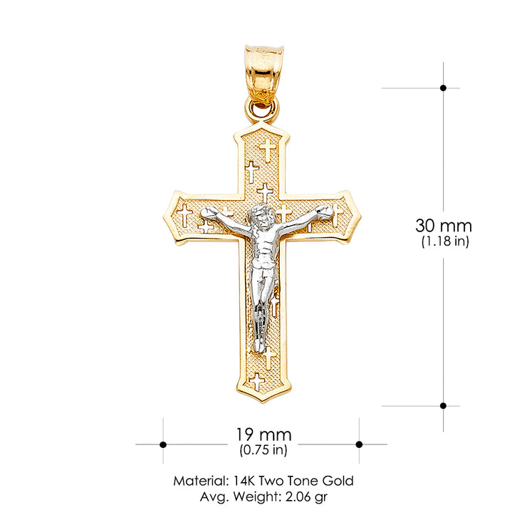 14K Gold Jesus Crucifix Cross Religious Pendant