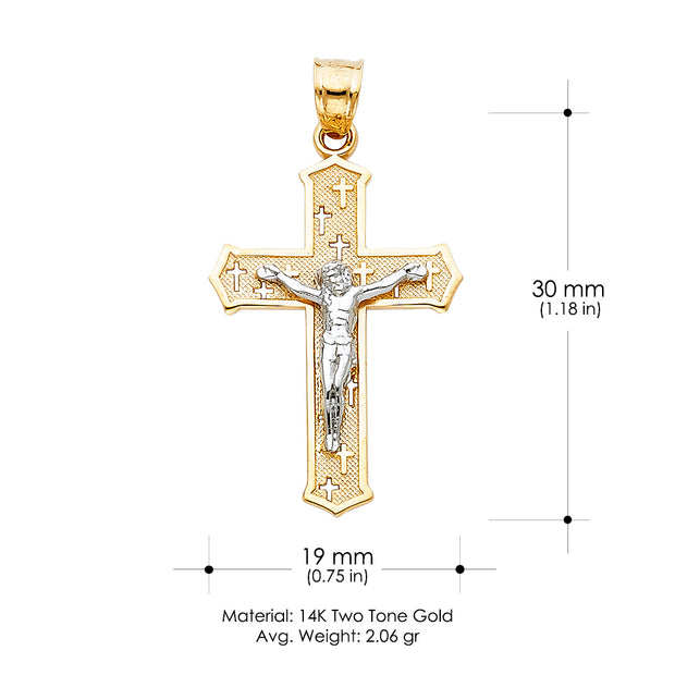 14K Gold Crucifix Cross Pendant with 1.8mm Singapore Chain