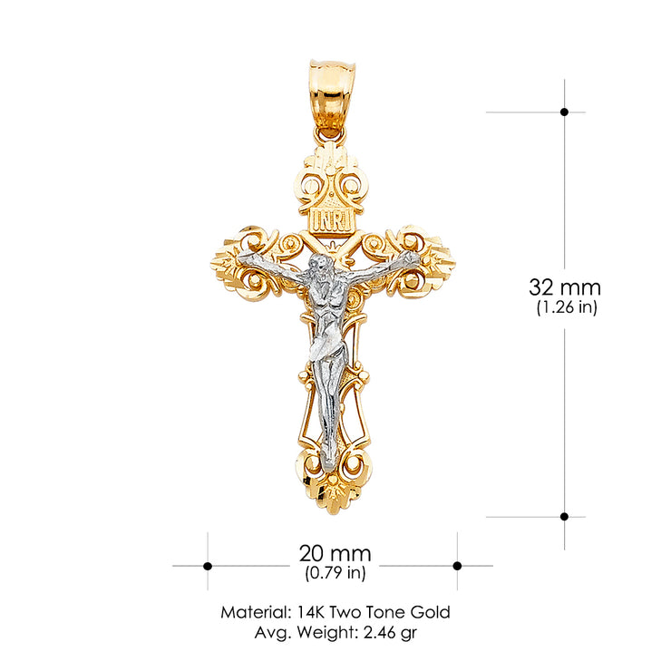 14K Gold Jesus Crucifix Cross Religious Pendant