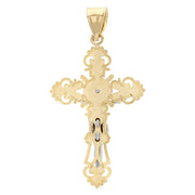 14K Gold Crucifix Cross Pendant with 3.1mm Figaro 3+1 Chain