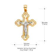 14K Gold Jesus Crucifix Cross Religious Charm Pendant with 1.2mm Box Chain Necklace