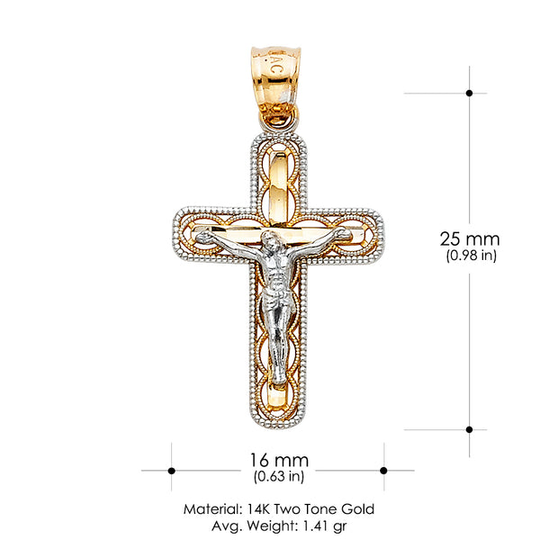 14K Gold Jesus Crucifix Cross Religious Pendant