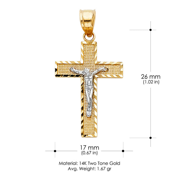 14K Gold Jesus Crucifix Cross Religious Pendant