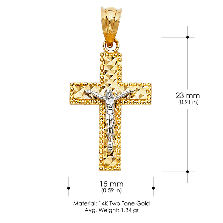 14K Gold Jesus Crucifix Cross Religious Pendant