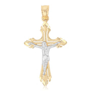 14K Gold Crucifix Cross Pendant with 1.2mm Singapore Chain