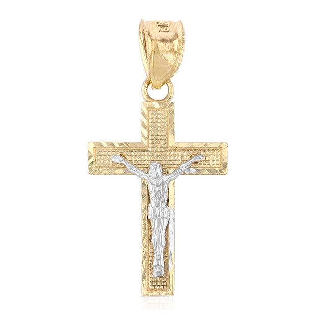 14K Gold Jesus Crucifix Cross Religious Pendant