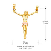 14K Gold Jesus Body Crucifix Cross Religious Pendant