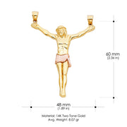 14K Gold Jesus Body Crucifix Cross Religious Pendant