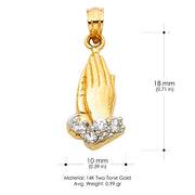 14K Gold Praying Hands Religious Pendant