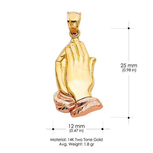 14K Gold Praying hands Religious Pendant