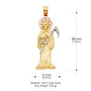 14K Gold Grim Reaper Religious Pendant