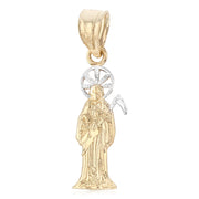 14K Gold Devil Religious Charm Pendant with 0.8mm Box Chain Necklace