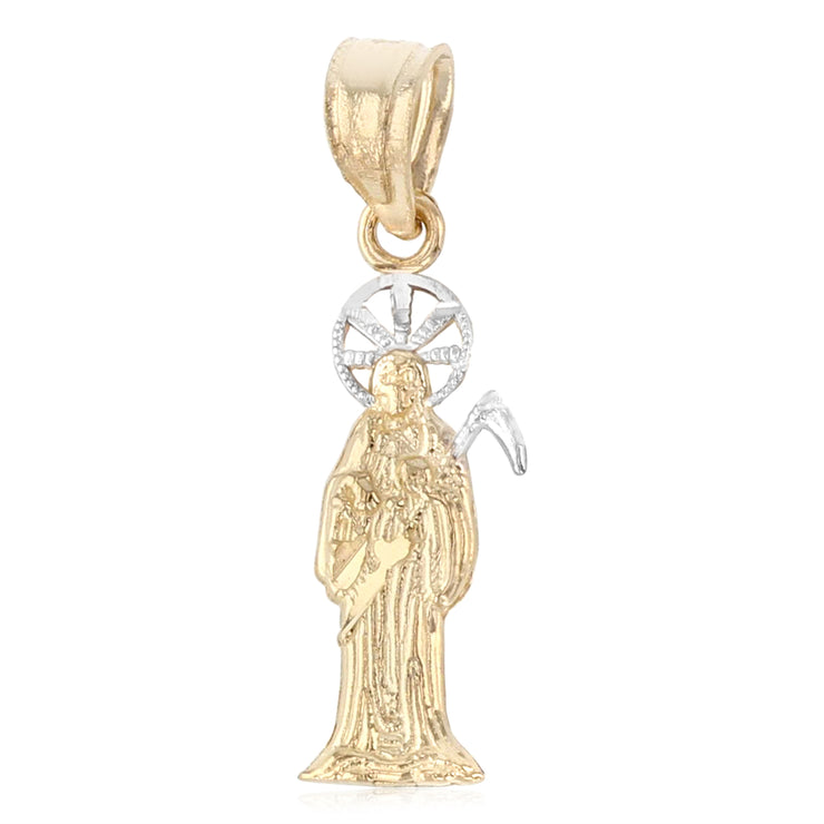 14K Gold Devil Religious Charm Pendant with 0.8mm Box Chain Necklace