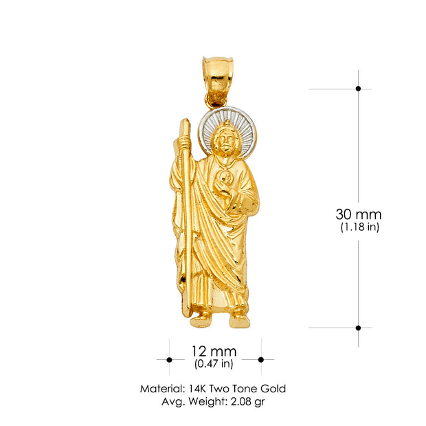 14K Gold Jesus Pendant with 2.3mm Figaro 3+1 Chain