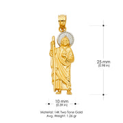 14K Gold Jesus Charm Pendant with 0.9mm Wheat Chain Necklace