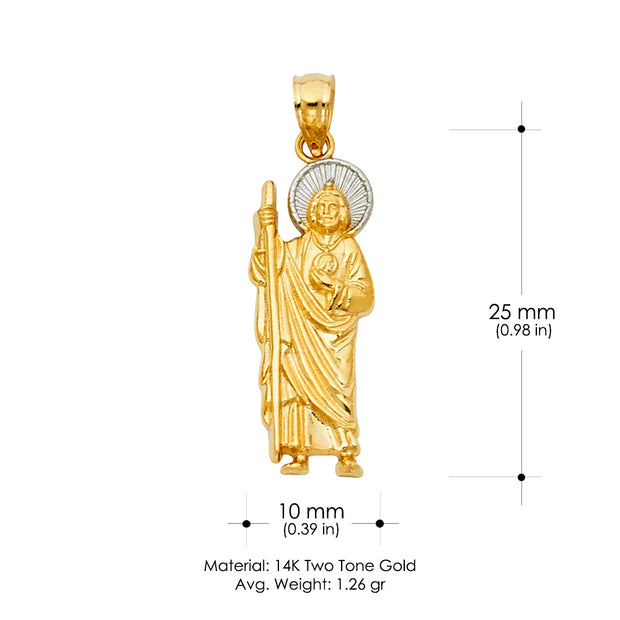 14K Gold Jesus Religious Charm Pendant with 0.8mm Box Chain Necklace