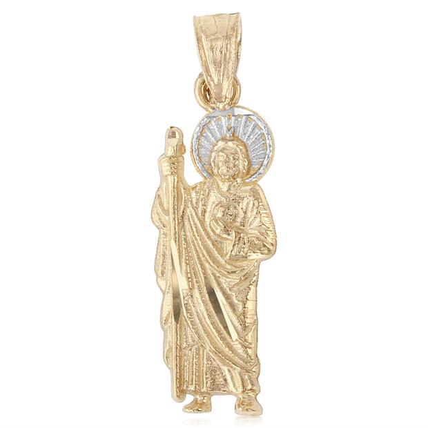 14K Gold Jesus Religious Charm Pendant with 0.8mm Box Chain Necklace