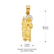 14K Gold Jesus Religious Charm Pendant with 0.8mm Box Chain Necklace