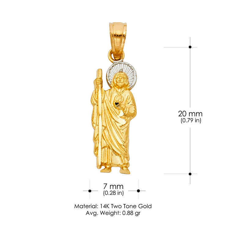 14K Gold Jesus Charm Pendant with 0.9mm Wheat Chain Necklace