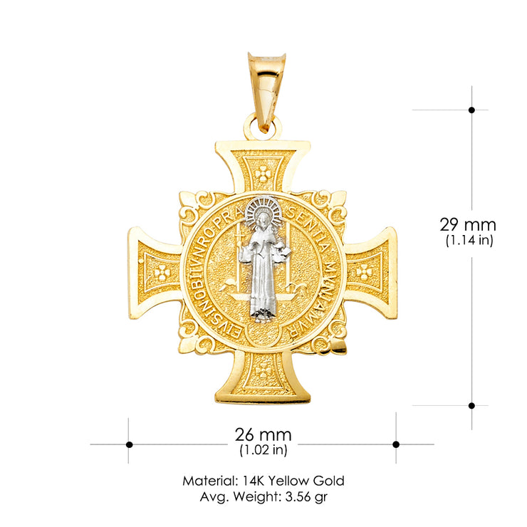 14K Gold Cross Religious Charm Pendant