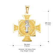 14K Gold Cross Religious Charm Pendant with 1.2mm Box Chain Necklace