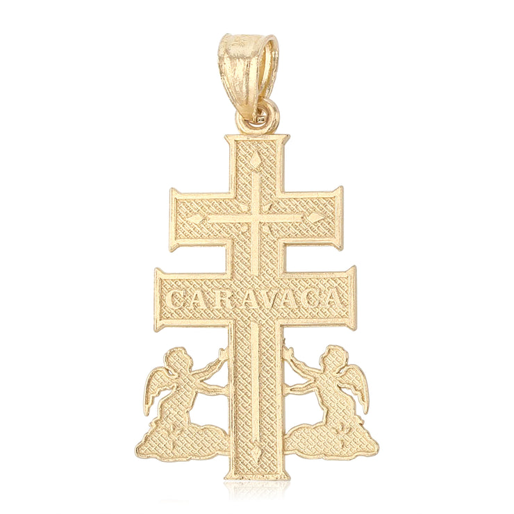 14K Gold Jesus Crucifix Cross of Caravaca Religious Charm Pendant with 1.2mm Box Chain Necklace