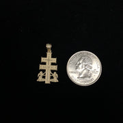 14K Gold Crucifix Cross of Caravaca Pendant with 1.5mm Flat Open Wheat Chain