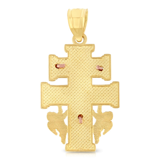 14K Gold Jesus Crucifix Cross of Caravaca Religious Pendant