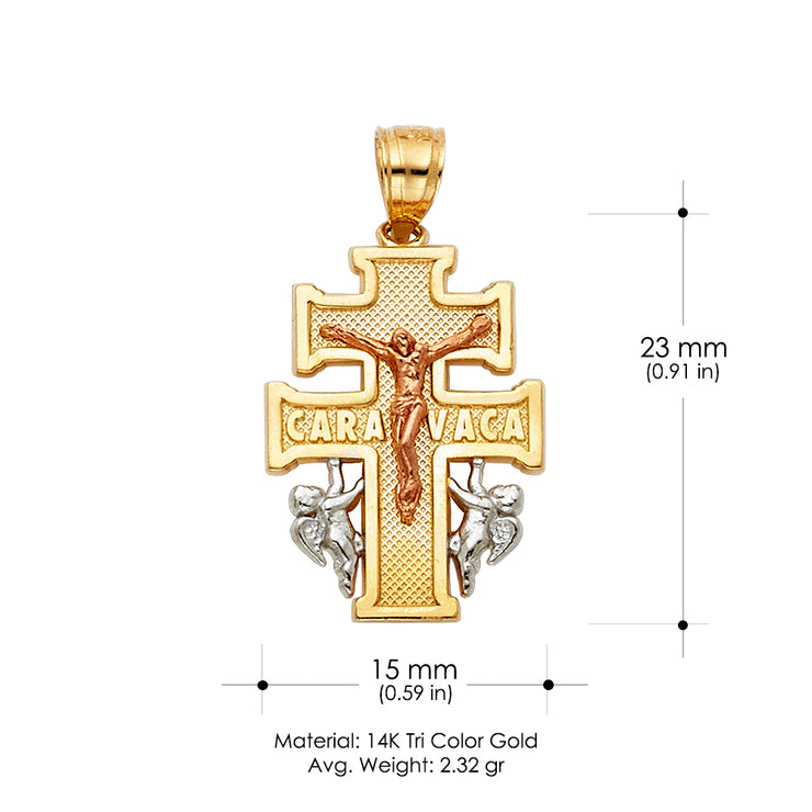 14K Gold Jesus Crucifix Cross of Caravaca Religious Pendant