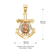 14K Gold Guadalupe Anchor Pendant with 3.3mm Valentino Star Diamond Cut Chain