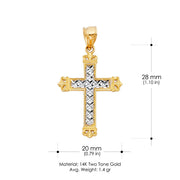 14K Gold Cross Religious Charm Pendant