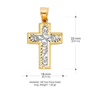 14K Gold Cross Religious Charm Pendant with 0.8mm Box Chain Necklace