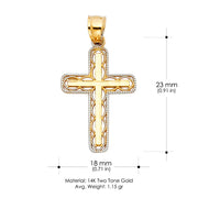 14K Gold Cross Religious Charm Pendant with 1.2mm Box Chain Necklace