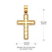 14K Gold Cross Religious Charm Pendant with 0.8mm Box Chain Necklace