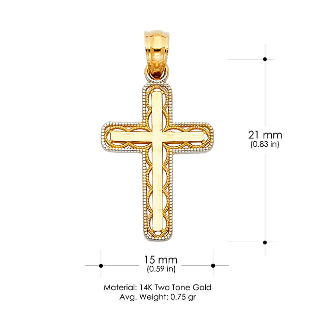 14K Gold Cross Religious Charm Pendant with 0.8mm Box Chain Necklace