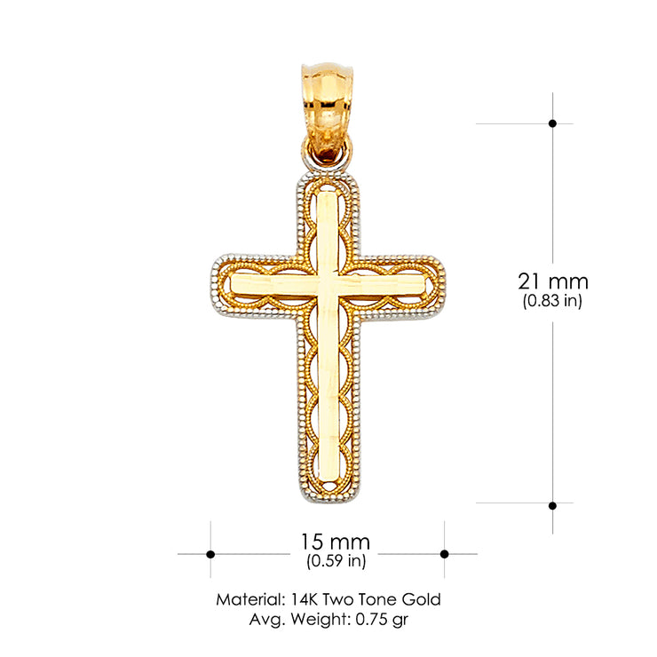 14K Gold Cross Religious Charm Pendant with 0.8mm Box Chain Necklace