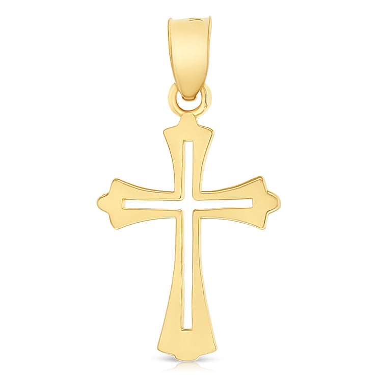 14K Gold Cross Religious Charm Pendant with 0.8mm Box Chain Necklace