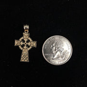 14K Gold Celtic Cross Religious Pendant
