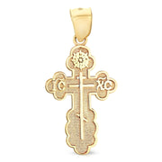 14K Gold St. Olga Greek Orthodox Baptismal Cross Pendant with 2.3mm Figaro 3+1 Chain