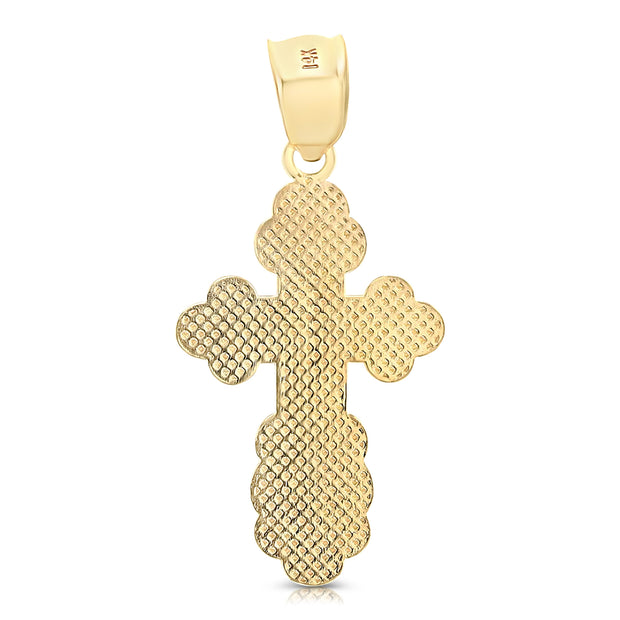 14K Gold St. Olga Greek Orthodox Baptismal Cross Pendant with 2.3mm Figaro 3+1 Chain