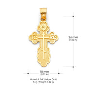 14K Gold St. Olga Greek Orthodox Baptismal Cross Pendant with 1.2mm Singapore Chain