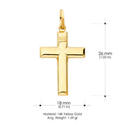 14K Gold Simple Cross Religious Pendant